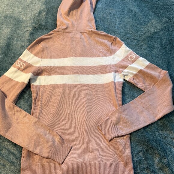 Guess Pink with White Stripes Full Zip Up Sweater Women's Size S. NWT - Picture 7 of 7